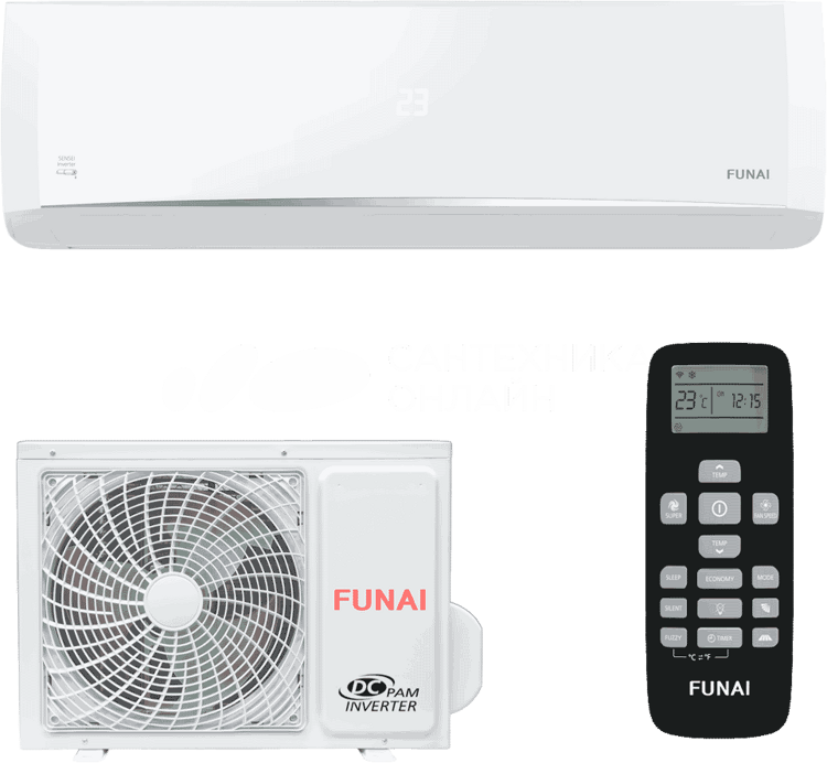 Кондиционер Funai Sensei DC Inverter New 2023 RAC-I-SN55HP.D04/S/RAC-I-SN55HP.D04/U белый