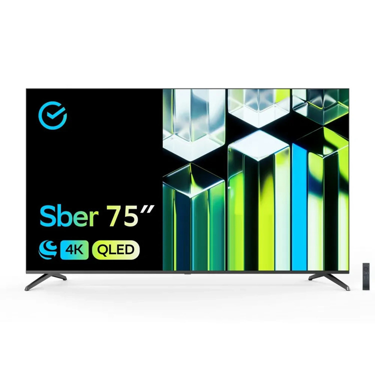 75" Телевизор Sber SDX 75UQ5231 черный QLED 3840x2160, 4K Ultra HD, 60 Гц, Wi-Fi, Smart TV, Салют ТВ