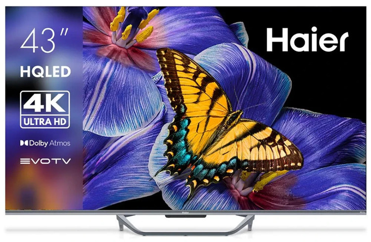 43" Телевизор Haier 43 Smart TV S4 QLED серый 3840x2160, 4K Ultra HD, 60 Гц, Wi-Fi, Smart TV, Android TV