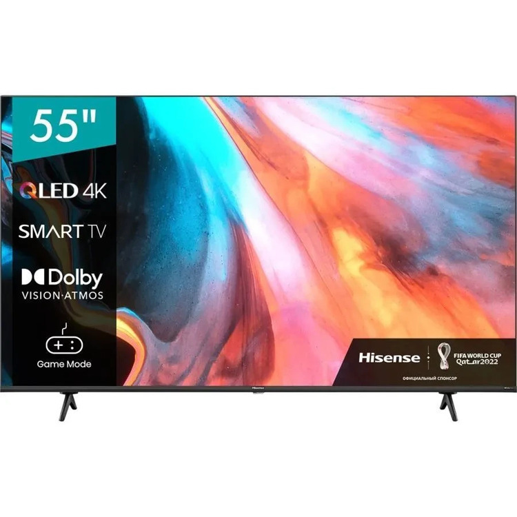 55" Телевизор Hisense 55E7KQ черный QLED 3840x2160, 4K Ultra HD, 60 Гц, Wi-Fi, Smart TV, VIDAA