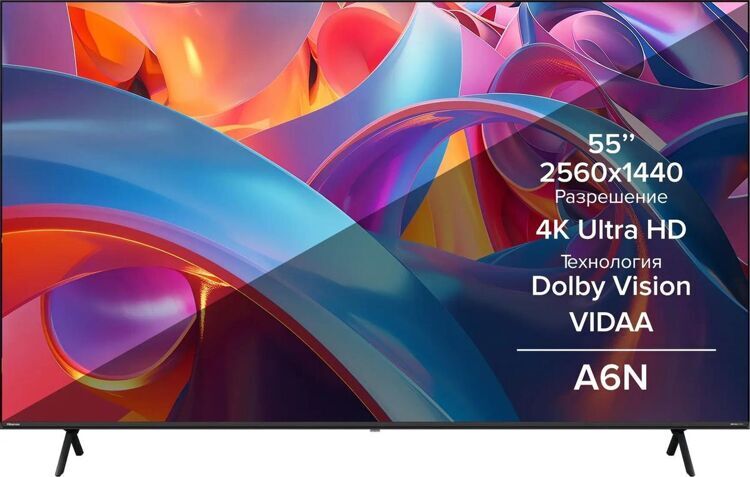 55" Телевизор Hisense 55A6N черный, 3840x2160, 4K Ultra HD, 60 Гц, Wi-Fi, SMART TV, VIDAA